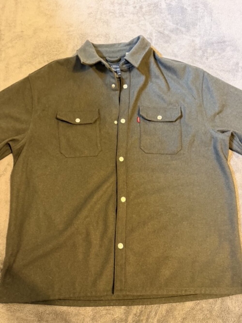 Levis Flannel Shirt Jacket Mens L Charcoal Shacket Snap Button Overshirt